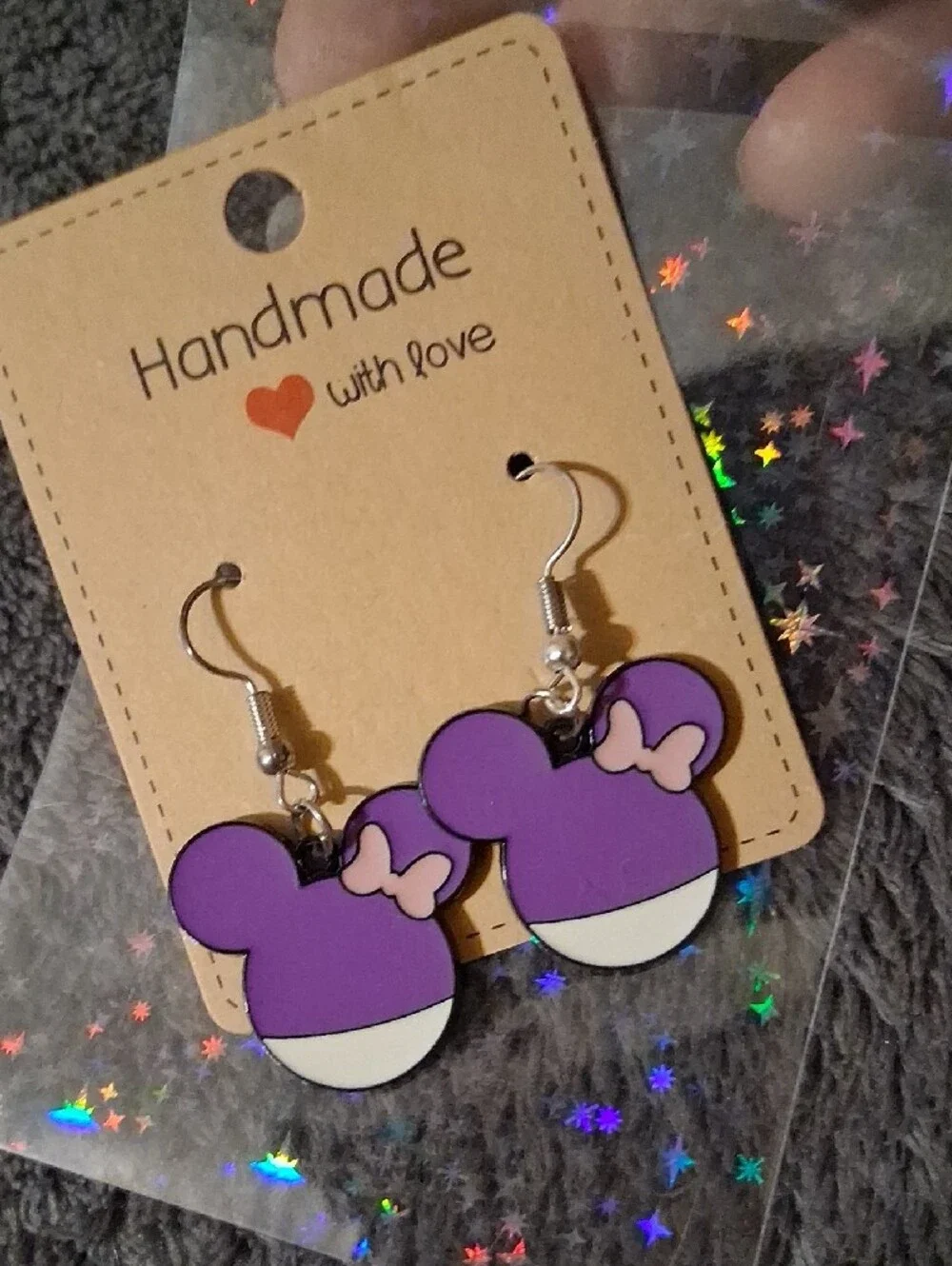$8 Each Or Bundle 5/$20 Handmade Purple Minnie-Style Kids Earrings